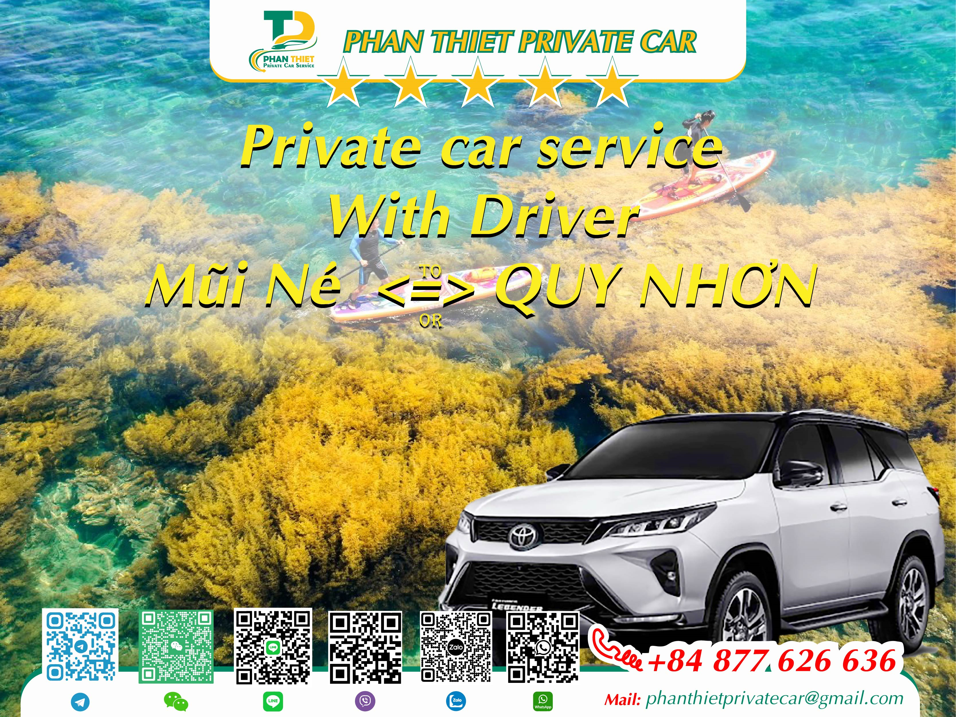 Car rental Mui Ne <=> Quy Nhon (private car with driver)